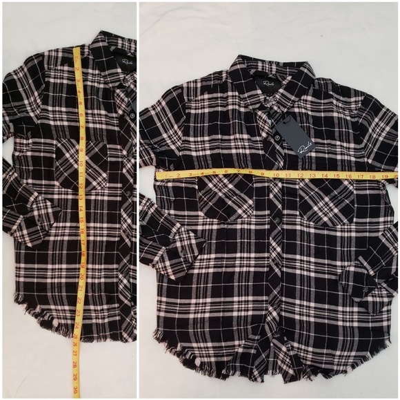 Rails Black Plaid Peach Button Down - Picture 5 of 7